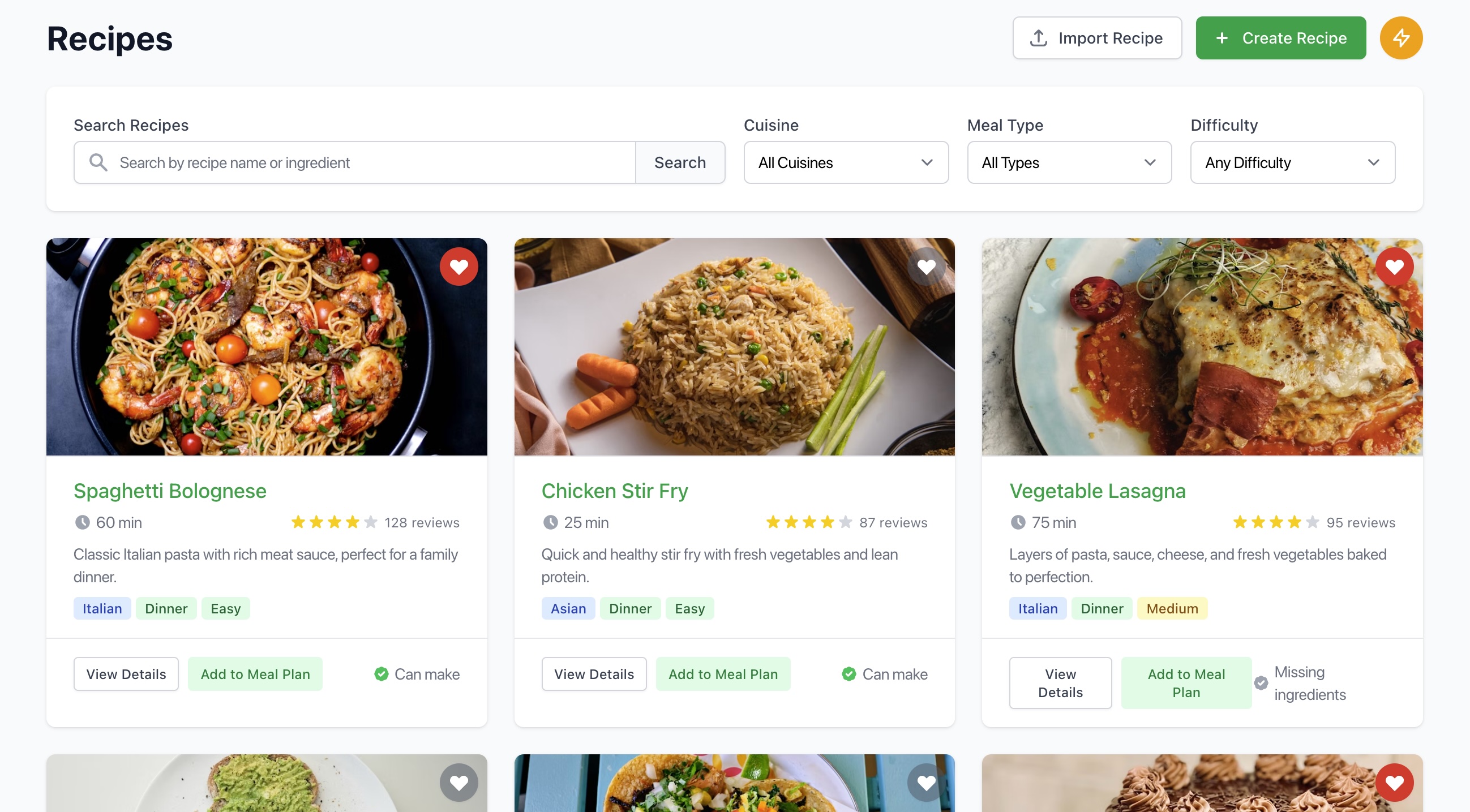 Recipe Task Manager Family Meal Planner